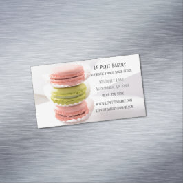 Tarjeta De Visita Magnética Macarones verdes rosados pastelería pastelería Che