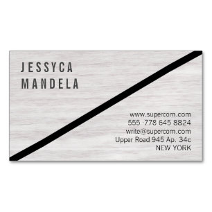 Tarjeta De Visita Magnética Madera Blanca Moderna