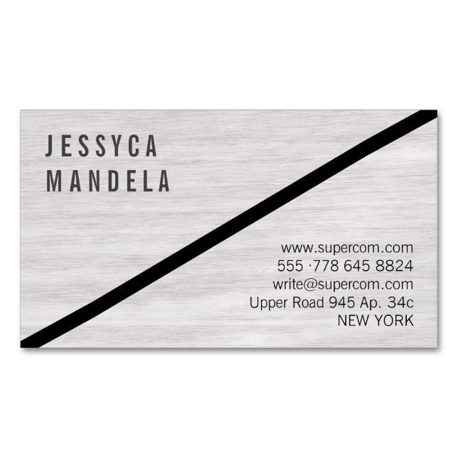 Tarjeta De Visita Magnética Madera Blanca Moderna (Anverso)