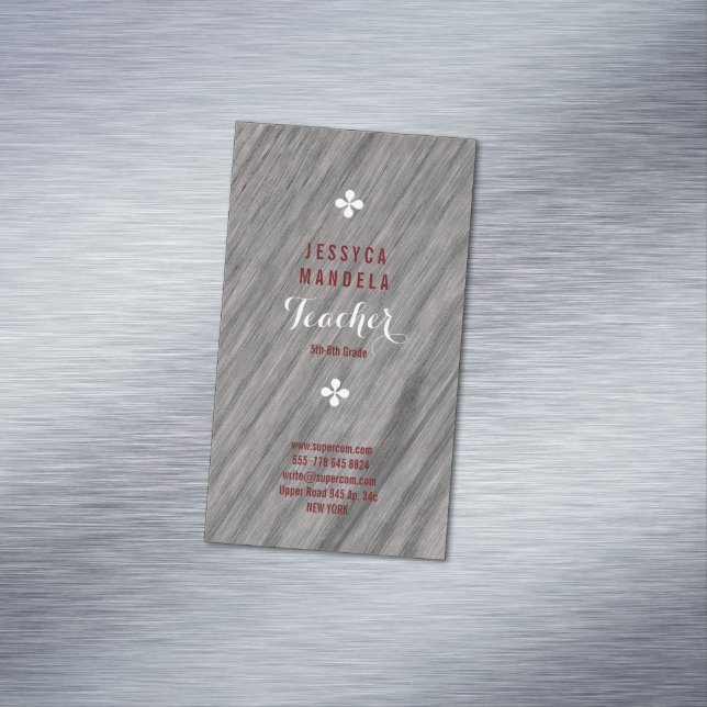 Tarjeta De Visita Magnética Madera de roble blanco, marrón, blanco (In Situ)