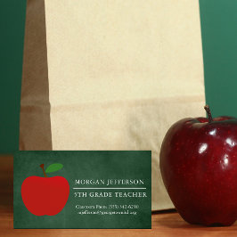 Tarjeta De Visita Magnética Maestra escolar Chalkboard redujo la manzana roja