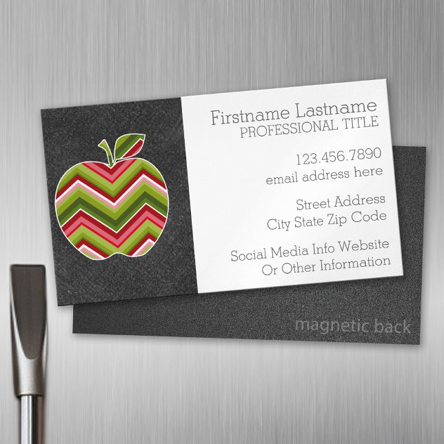 Tarjeta De Visita Magnética Maestra personalizado Apple - Patrón de cheurón ve (Custom Business Card Magnet)