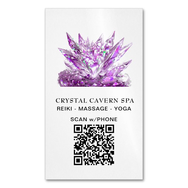 Tarjeta De Visita Magnética *~* Magenta mágica esparcante cósmico Crystal QR (Frente vertical)