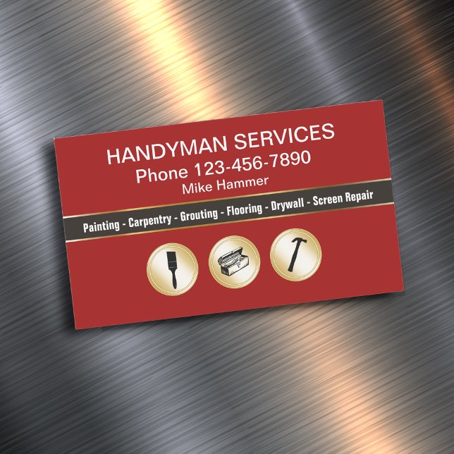 Tarjeta De Visita Magnética Magnates empresariales de Handyman (Subido por el creador)