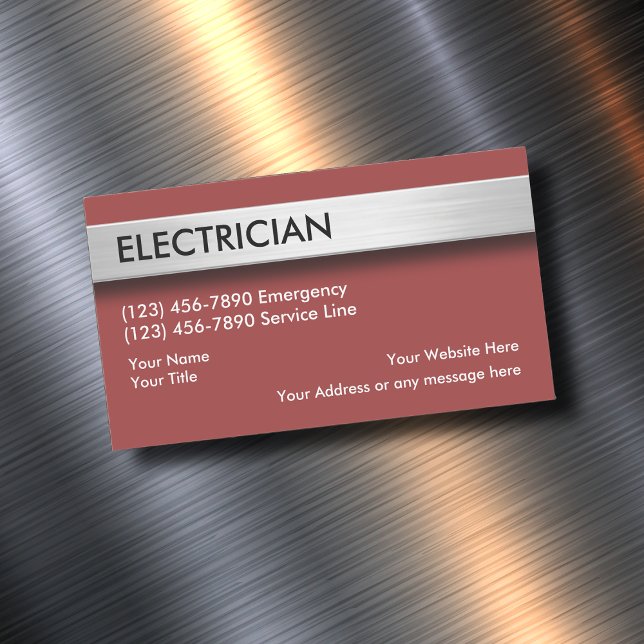 Tarjeta De Visita Magnética Magnates empresariales eléctricos simples (Subido por el creador)