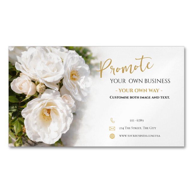Tarjeta De Visita Magnética Magnetic Business Card Floral Template (Anverso)