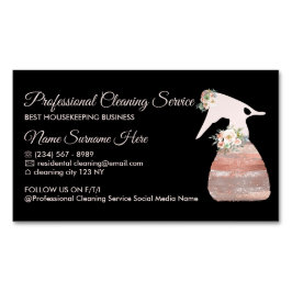 Tarjeta De Visita Magnética Magnética servicio de limpieza con glamour floral