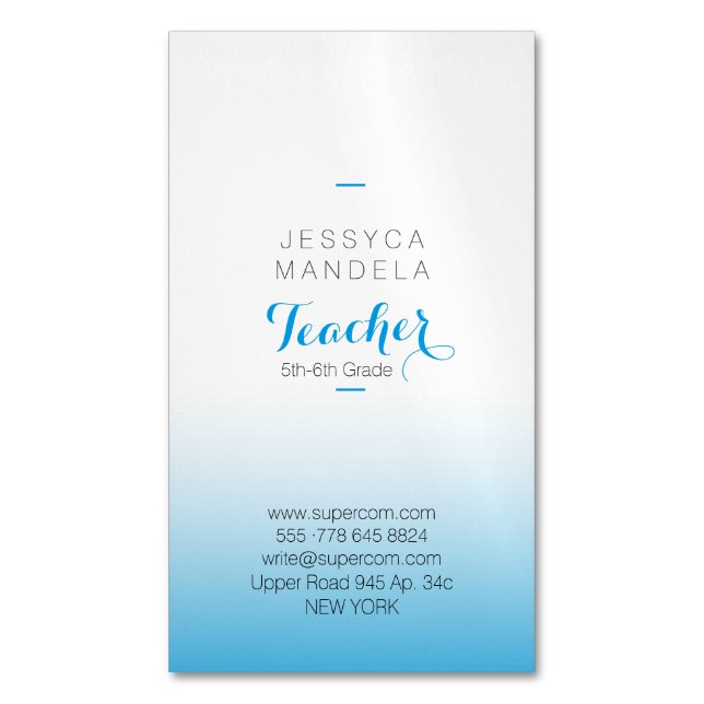 Tarjeta De Visita Magnética Magnético para profesores (Frente vertical)