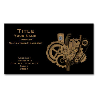 Tarjeta De Visita Magnética Maquinaria Steampunk (Brassy)