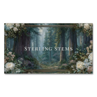 Tarjeta De Visita Magnética Marco de oro rosa bosque pintado forestal