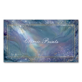 Tarjeta De Visita Magnética Marco Dorado de Nebulosa Galáctica Abstracta Celes