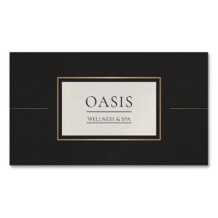 Tarjeta De Visita Magnética Marco negro y dorado minimalista elegante