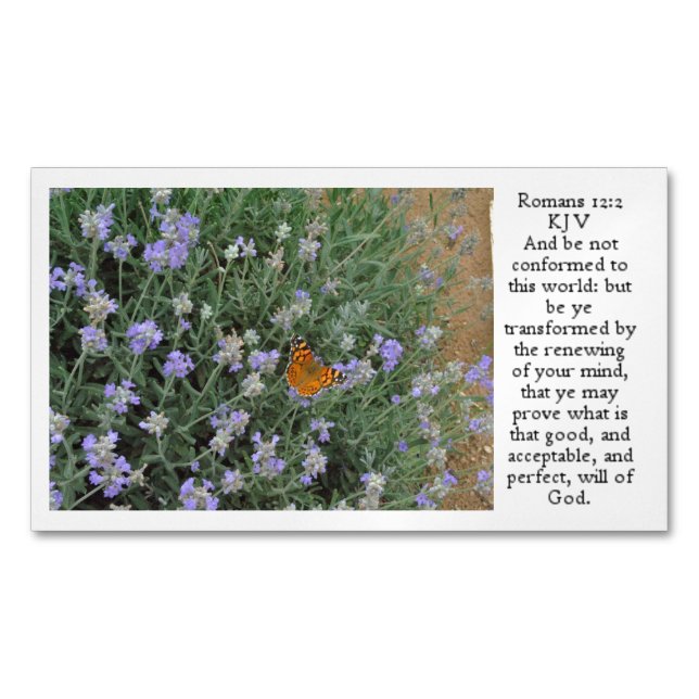 Tarjeta De Visita Magnética Mariposa en Lavender Romans 12:2 (Anverso)