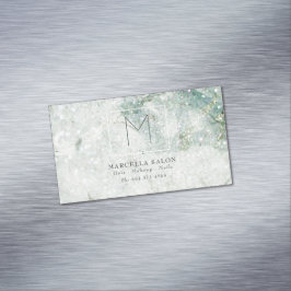 Tarjeta De Visita Magnética Mármol Azul Resumen de Salón de Pelo Monograma