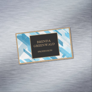 Tarjeta De Visita Magnética Mármol Líquido Elegante Glam Azul Púrpura Dorado C