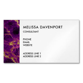 Tarjeta De Visita Magnética Mármol morado y dorado moderno