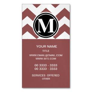 Tarjeta De Visita Magnética Marsala Chevron Monogramado
