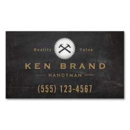 Tarjeta De Visita Magnética Martillo de carpintero ruso vio el logo de la cons