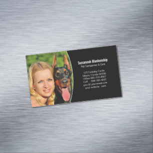 Tarjeta De Visita Magnética Mascota Companion Personalizado blanco negro foto