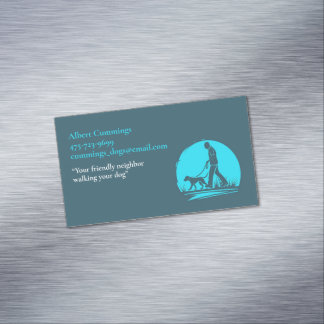 Tarjeta De Visita Magnética Mascota de caminata de perro sentado