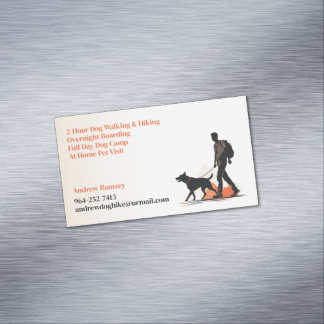 Tarjeta De Visita Magnética Mascota de caminata de perro sentado