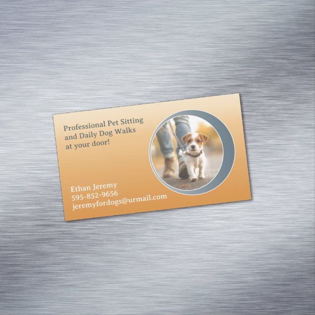 Tarjeta De Visita Magnética Mascota de paseos de perro sentado a bordo (In Situ)