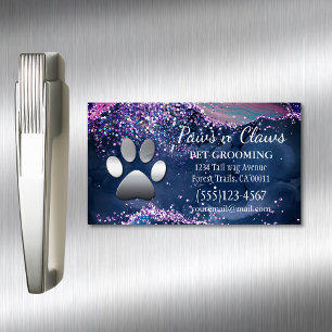 Tarjeta De Visita Magnética Mascota de perro de lujo Grooming Paw Agate