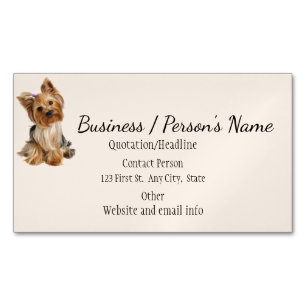 Tarjeta De Visita Magnética Mascota de Perro Terrier de Yorkshire Animal Logo 