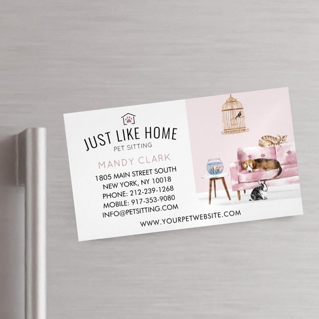 Tarjeta De Visita Magnética Mascota Hogar Sentado Acuarela Acogedor sofá Hogar (Subido por el creador)