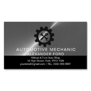 Tarjeta De Visita Magnética mecánico de automóviles garaje Acero metálico plat