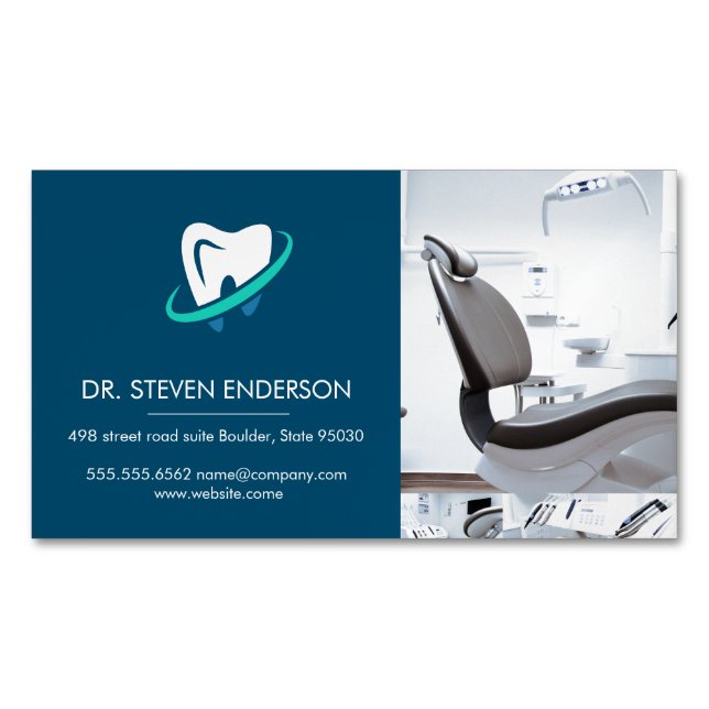 Tarjeta De Visita Magnética Médico | Presidente de la Oficina Dental (Anverso)