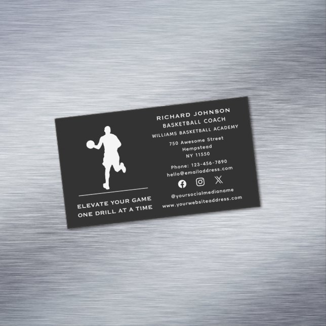 Tarjeta De Visita Magnética Medios sociales entrenador de básquetbol instructo (In Situ)