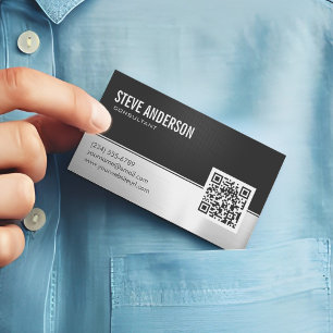 Tarjeta De Visita Magnética Metálico de plata negro moderno profesional del