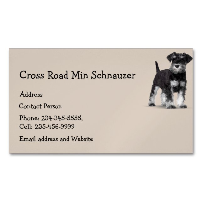 Tarjeta De Visita Magnética Min Schnauzer Dog Mascota Animal (Anverso)