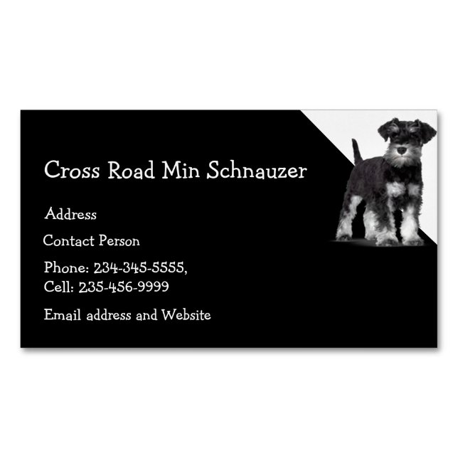 Tarjeta De Visita Magnética Min Schnauzer Dog Mascota Animal (Anverso)