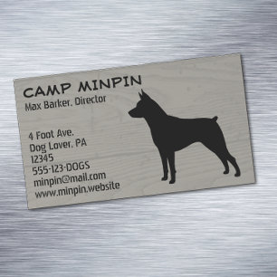 Tarjeta De Visita Magnética Miniatura Pinscher Silhouette MinPin Wood Style