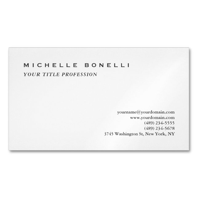 Tarjeta De Visita Magnética Minimalist Classical Plain Professional (Anverso)