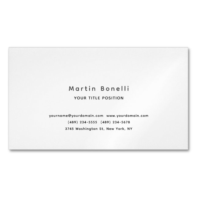 Tarjeta De Visita Magnética Minimalist Unique Classical Simple Black White (Anverso)