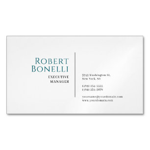 Tarjeta De Visita Magnética Minimalista Azul y Blanco Moderno 
