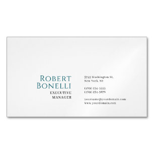 Tarjeta De Visita Magnética Minimalista Azul y Blanco Moderno
