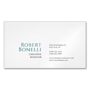 Tarjeta De Visita Magnética Minimalista Azul y Blanco Moderno