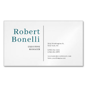 Tarjeta De Visita Magnética Minimalista Azul y Blanco Moderno Plano
