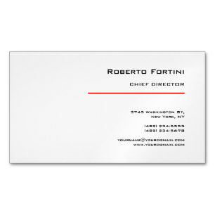 Tarjeta De Visita Magnética Minimalista Blanco Rojo Moderno