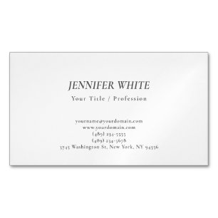 Tarjeta De Visita Magnética Minimalista Elegante Blanco & Negro Retro