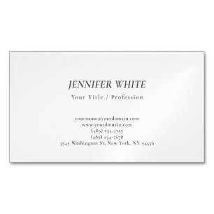Tarjeta De Visita Magnética Minimalista Elegante Blanco & Negro Retro
