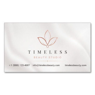 Tarjeta De Visita Magnética Minimalista Lujo Rosa Oro Belleza Marca