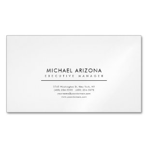 Tarjeta De Visita Magnética Minimalista moderno blanco y negro