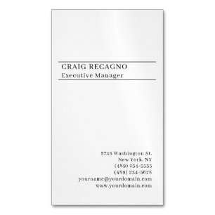 Tarjeta De Visita Magnética Minimalista Moderno Plano Tendencia Negro Blanco