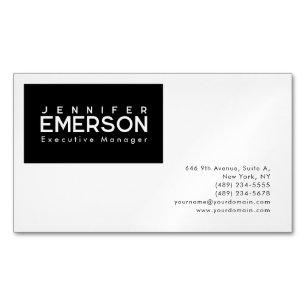 Tarjeta De Visita Magnética Minimalista moderno profesional plano negro blanco