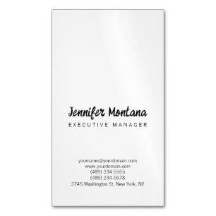 Tarjeta De Visita Magnética Minimalista moderno simple negro y blanco